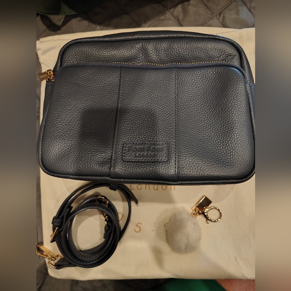 Pom Pom London Original Plus Slate Blue Crossbody Bag